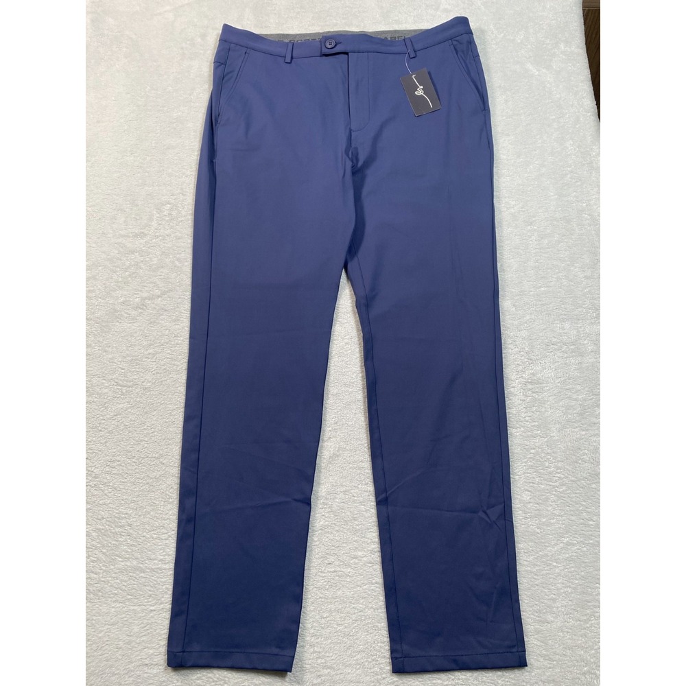 Boston Scott Golf Apparel Tech Pants Mens 38x33 Navy Blue‎ Nylon Straight Leg